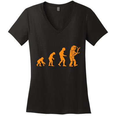 Funny Nerdy Robot Evolution Computer Robotics Geek Gift Women's V-Neck T-Shirt