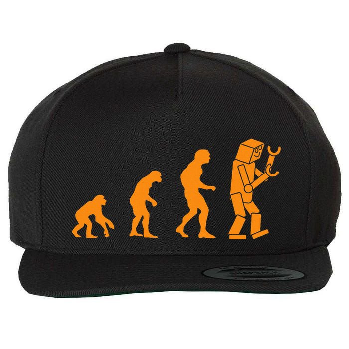 Funny Nerdy Robot Evolution Computer Robotics Geek Gift Wool Snapback Cap
