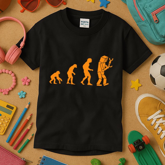 Funny Nerdy Robot Evolution Computer Robotics Geek Gift Kids T-Shirt