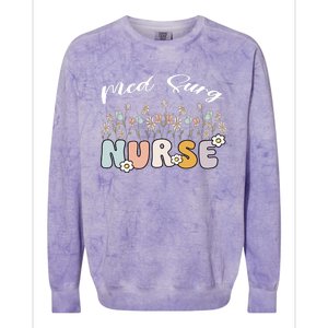 Funny Nurse Retro Groovy Med Surg Gift Colorblast Crewneck Sweatshirt