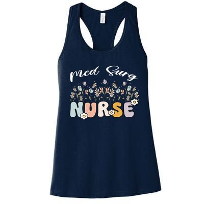 Funny Nurse Retro Groovy Med Surg Gift Women's Racerback Tank