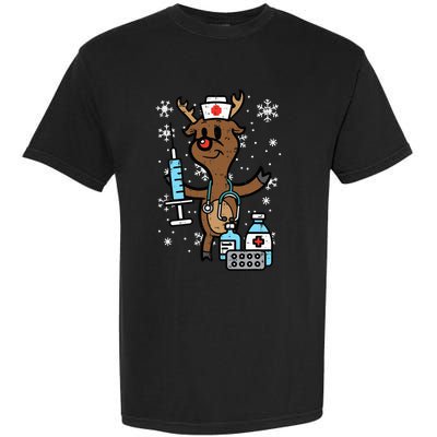 Festive Nurse Reindeer Holiday Humor for Nurses Garment-Dyed Heavyweight T-Shirt