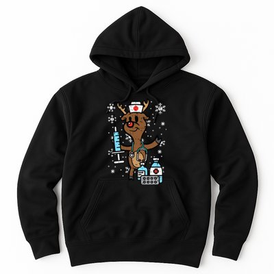 Festive Nurse Reindeer Holiday Humor for Nurses Hoodie