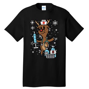 Festive Nurse Reindeer Holiday Humor for Nurses Tall T-Shirt