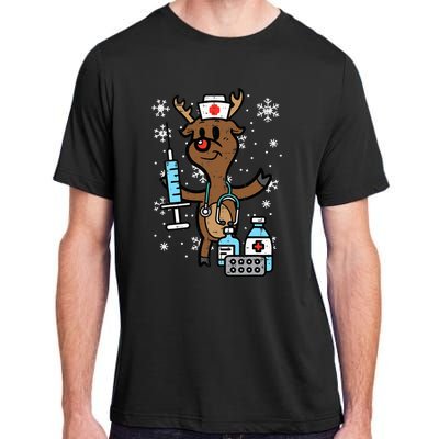 Festive Nurse Reindeer Holiday Humor for Nurses Adult ChromaSoft Performance T-Shirt