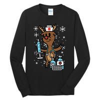 Festive Nurse Reindeer Holiday Humor for Nurses Tall Long Sleeve T-Shirt