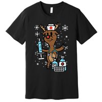 Festive Nurse Reindeer Holiday Humor for Nurses Premium T-Shirt