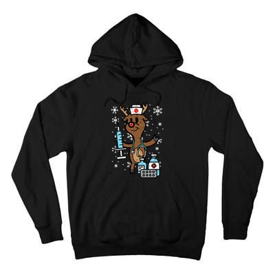 Festive Nurse Reindeer Holiday Humor for Nurses Tall Hoodie