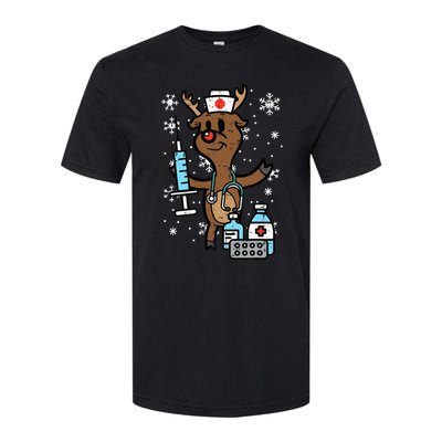 Festive Nurse Reindeer Holiday Humor for Nurses Softstyle CVC T-Shirt