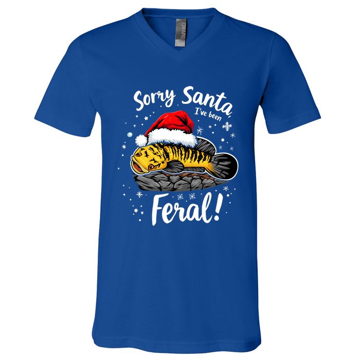 Funny Northern Snakehead Sorry Santa IVe Been Feral Xmas Gift V-Neck T-Shirt