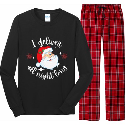 Funny Naughty Sexy Santa I Deliver All Night Long Adult Long Sleeve Pajama Set