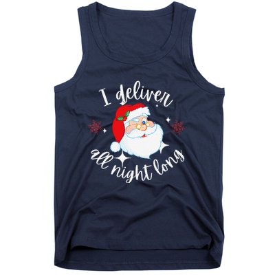 Funny Naughty Sexy Santa I Deliver All Night Long Adult Tank Top