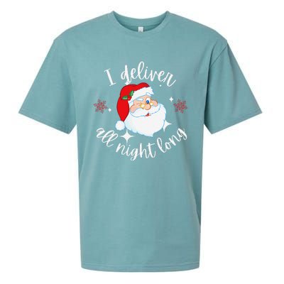 Funny Naughty Sexy Santa I Deliver All Night Long Adult Sueded Cloud Jersey T-Shirt