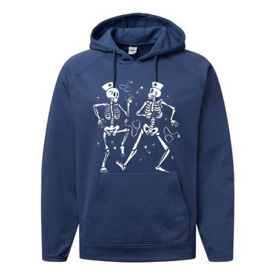 Funny Nurse Skeleton Halloween healthcare Crew Skeleton Performance Fleece Hoodie