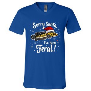 Funny Northern Snakehead Sorry Santa IVe Been Feral Xmas Great Gift V-Neck T-Shirt