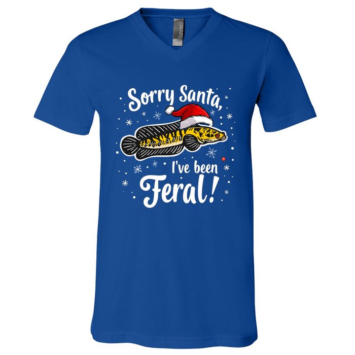 Funny Northern Snakehead Sorry Santa IVe Been Feral Xmas Great Gift V-Neck T-Shirt