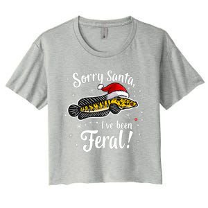 Funny Northern Snakehead Sorry Santa IVe Been Feral Xmas Great Gift Women's Crop Top Tee