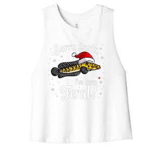 Funny Northern Snakehead Sorry Santa IVe Been Feral Xmas Great Gift Women's Racerback Cropped Tank