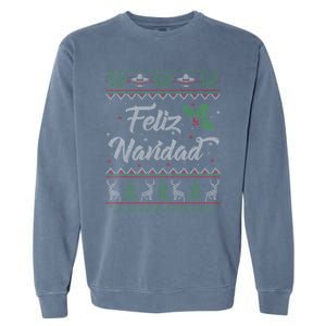 Feliz Navidad Spanish Merry Christmas Garment-Dyed Sweatshirt