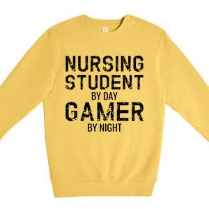 Funny Nursing Student By Day Gamer By Night Male Nurse Meaningful Gift Premium Crewneck Sweatshirt