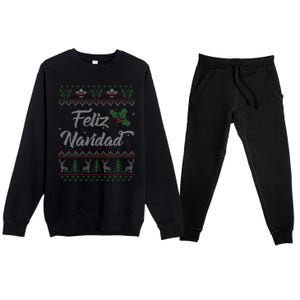 Feliz Navidad Spanish Merry Christmas Premium Crewneck Sweatsuit Set