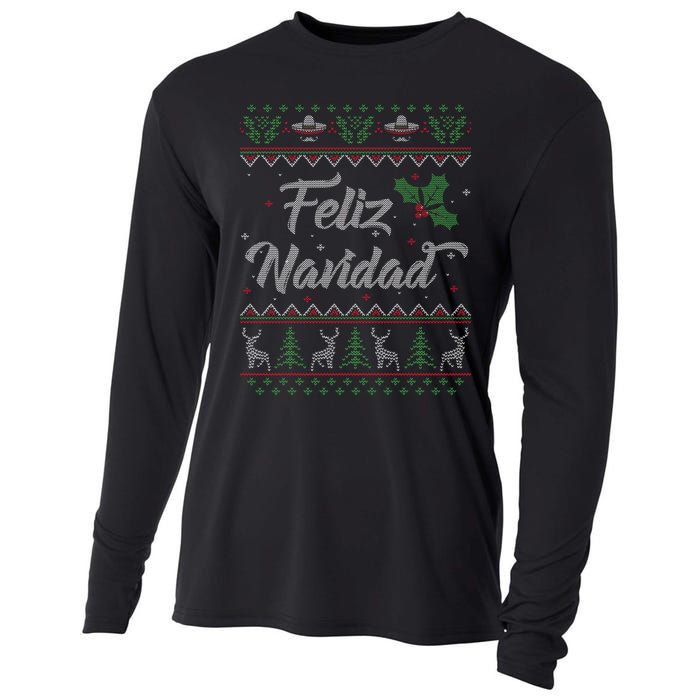 Feliz Navidad Spanish Merry Christmas Cooling Performance Long Sleeve Crew