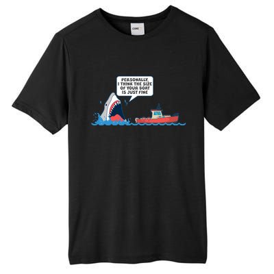 Funny Nice Shark And Fishing Boat Comic Tall Fusion ChromaSoft Performance T-Shirt