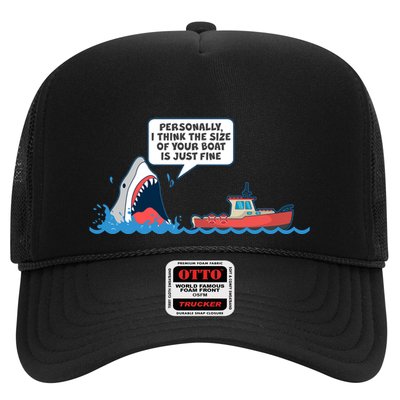 Funny Nice Shark And Fishing Boat Comic Trucker Hat