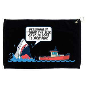 Funny Nice Shark And Fishing Boat Comic Grommeted Golf Towel