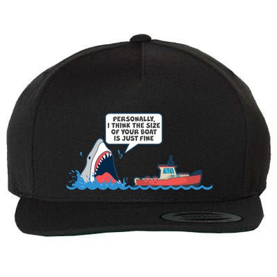 Funny Nice Shark And Fishing Boat Comic Wool Snapback Cap