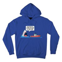 Funny Nice Shark And Fishing Boat Comic Hoodie