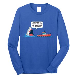 Funny Nice Shark And Fishing Boat Comic Long Sleeve Shirt