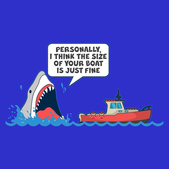 Funny Nice Shark And Fishing Boat Comic T-Shirt