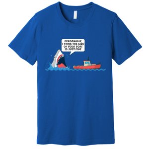 Funny Nice Shark And Fishing Boat Comic Premium T-Shirt