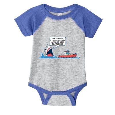 Funny Nice Shark And Fishing Boat Comic Infant Baby Jersey Bodysuit