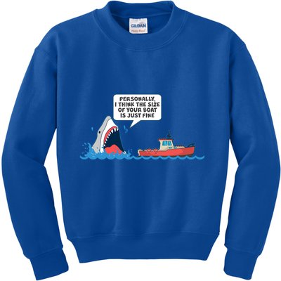 Funny Nice Shark And Fishing Boat Comic Kids Sweatshirt