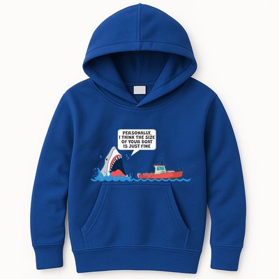 Funny Nice Shark And Fishing Boat Comic Kids Hoodie