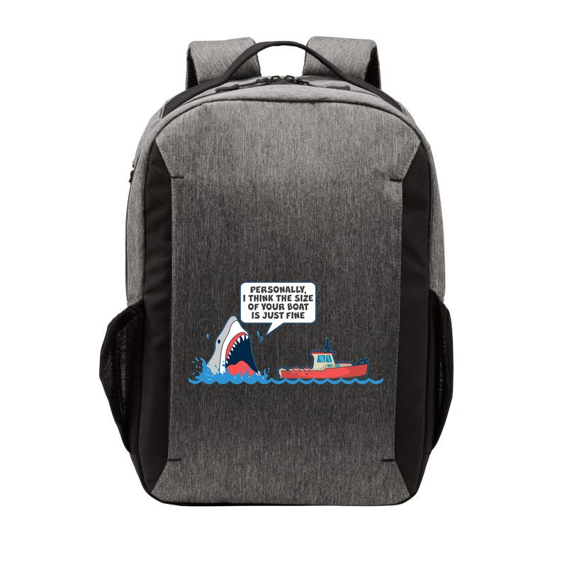 Funny Nice Shark And Fishing Boat Comic Vector Backpack