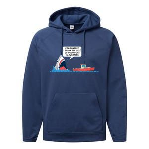 Funny Nice Shark And Fishing Boat Comic Performance Fleece Hoodie