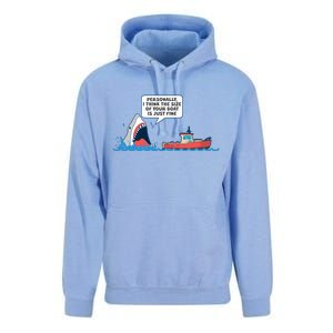 Funny Nice Shark And Fishing Boat Comic Unisex Surf Hoodie