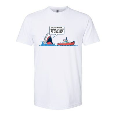 Funny Nice Shark And Fishing Boat Comic Softstyle® CVC T-Shirt