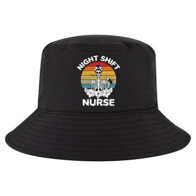 Funny Night Shift Nurse Skeleton Halloween RN Nurses Women Cool Comfort Performance Bucket Hat