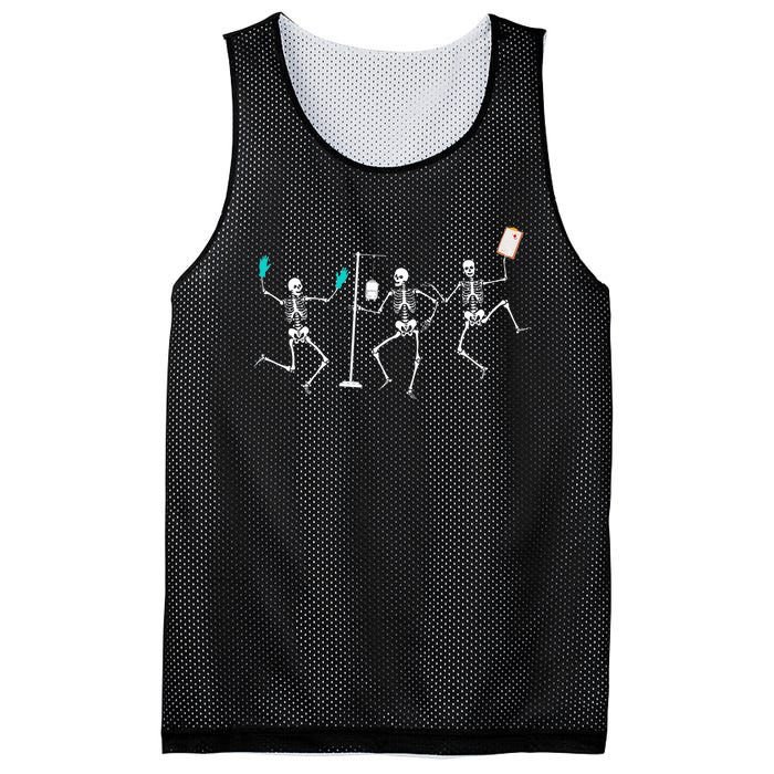 Funny Nurse Skeleton Halloween Healthcare Mesh Reversible Basketball Jersey Tank