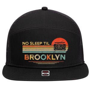 Funny No Sleep Til Brooklyn Old School Portable Stereo Retro 7 Panel Mesh Trucker Snapback Hat