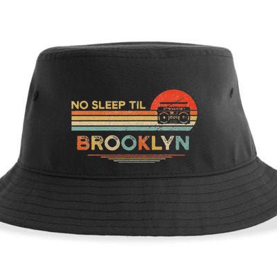 Funny No Sleep Til Brooklyn Old School Portable Stereo Retro Sustainable Bucket Hat