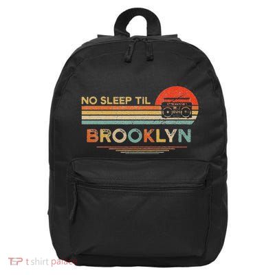 Funny No Sleep Til Brooklyn Old School Portable Stereo Retro 16 in Basic Backpack