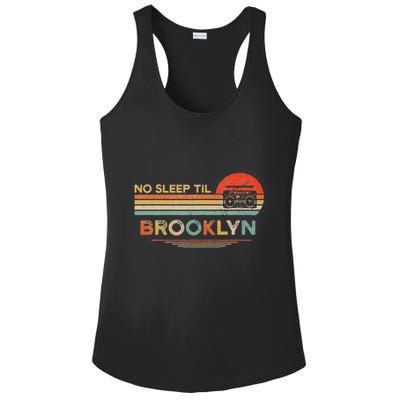 Funny No Sleep Til Brooklyn Old School Portable Stereo Retro Ladies PosiCharge Competitor Racerback Tank