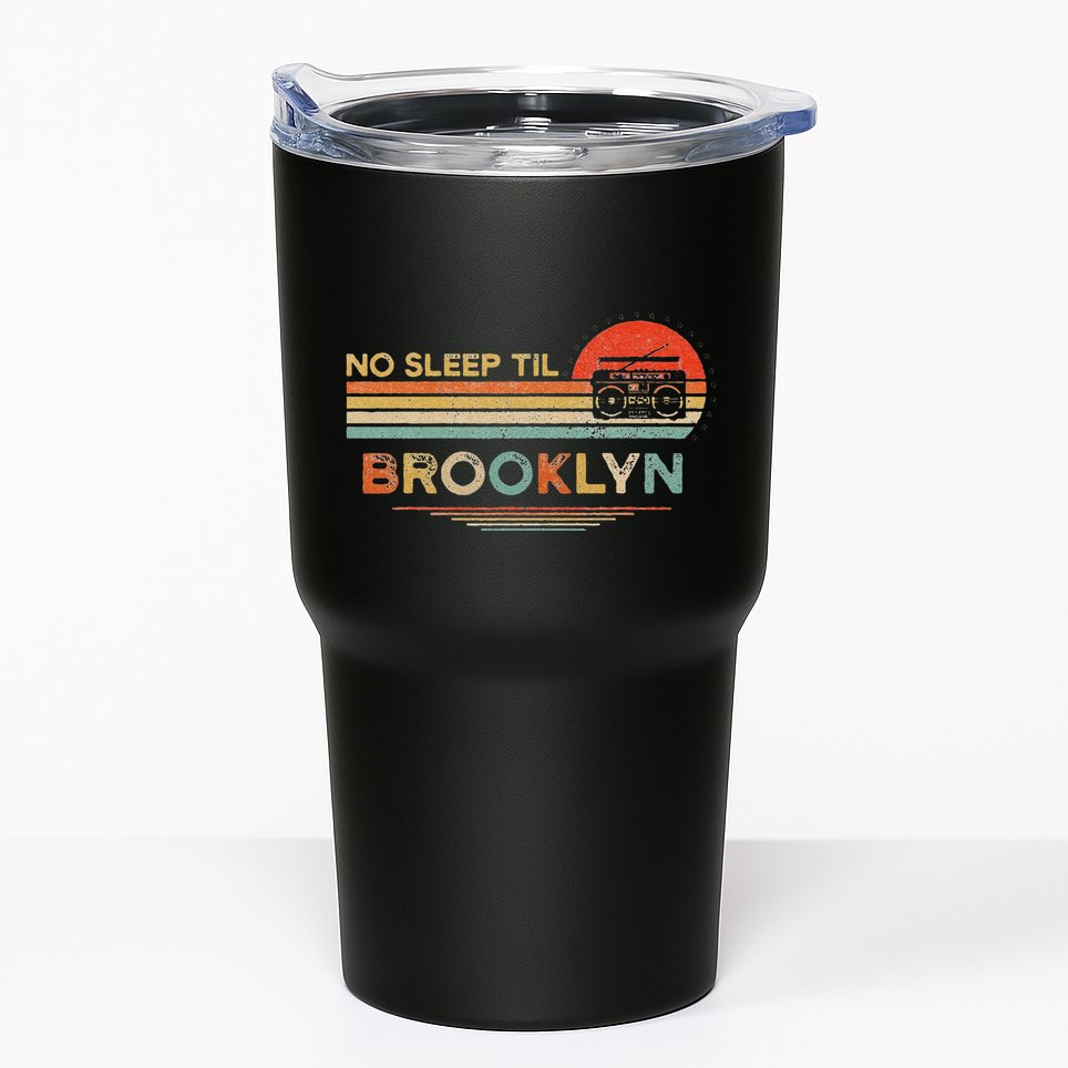 Funny No Sleep Til Brooklyn Old School Portable Stereo Retro Tumbler