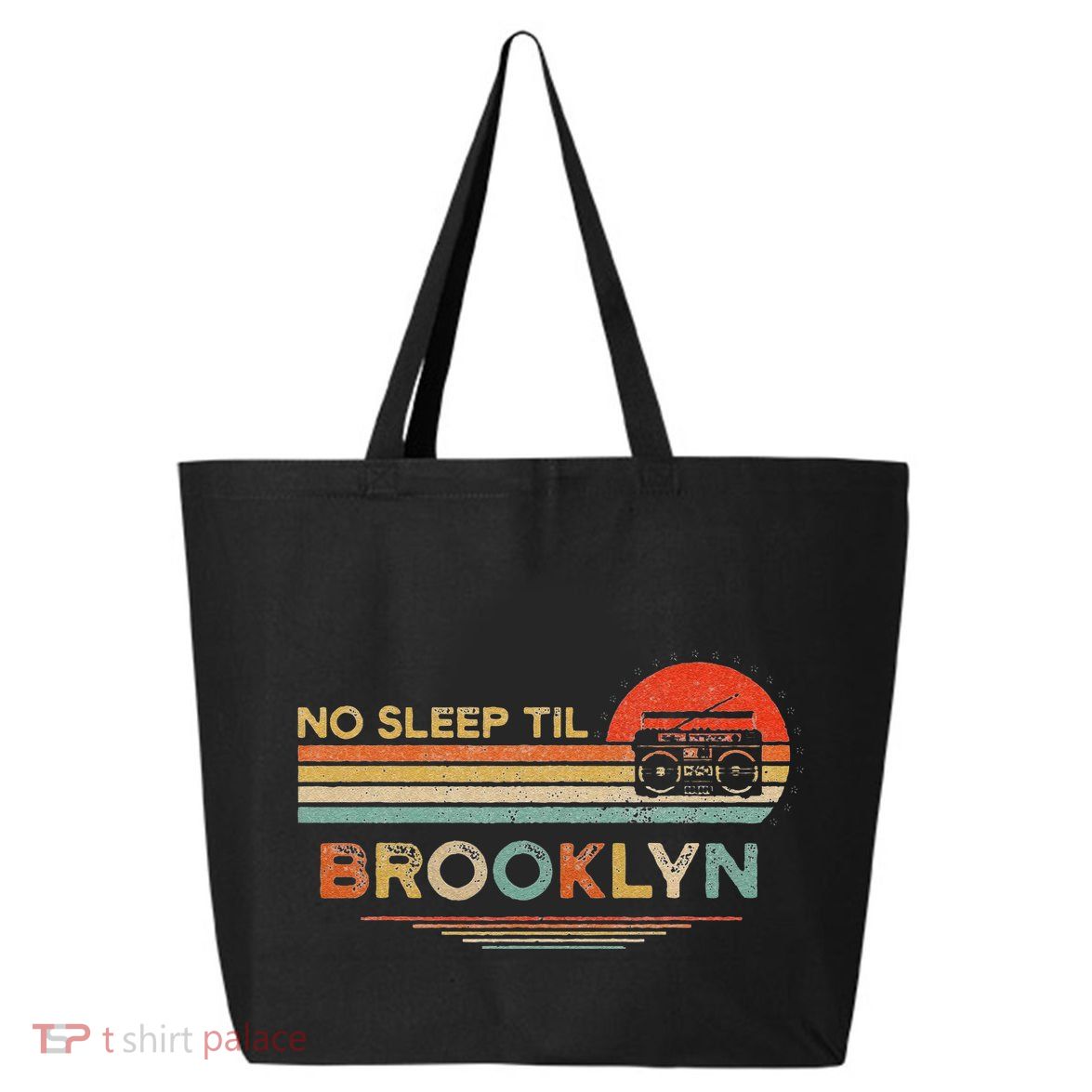 Funny No Sleep Til Brooklyn Old School Portable Stereo Retro 25L Jumbo Tote