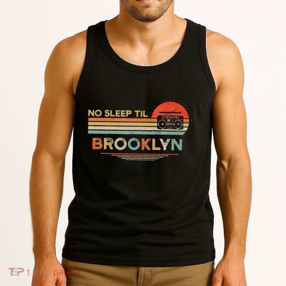 Funny No Sleep Til Brooklyn Old School Portable Stereo Retro Tank Top